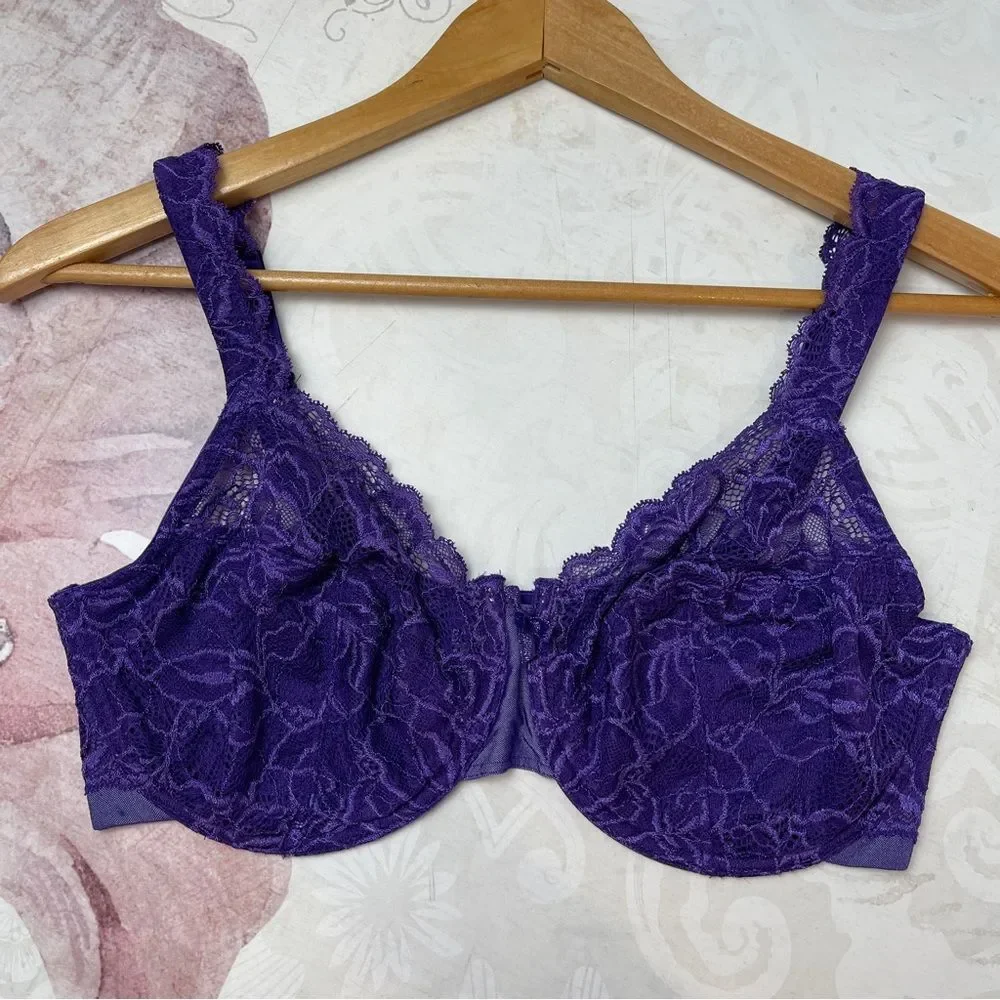 Bali Women's Lace Desire 6543 Purple Lace Bra Size 36DD - Picture 1 of 9